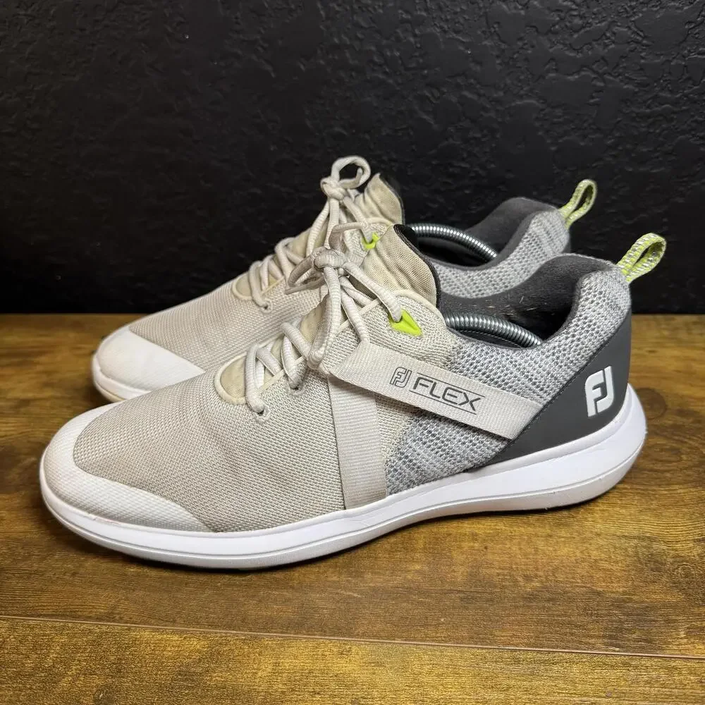 FootJoy Flex 56101 Grey White Synthetic Mesh Golf Shoes Mens‎ 10.5 M